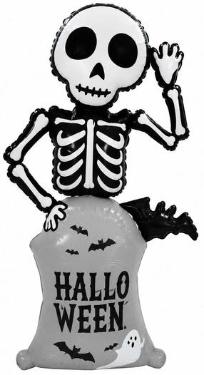 Folinis balionas figūrinis Halloween Skeleton, balta sp./juoda sp.