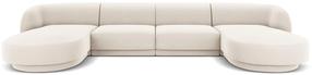 Sofa Micadoni Home Miley Velvet Panoramic, kreminė sp./smėlio sp., 334 x 115 cm x 74 cm