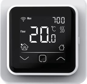 Programuojamas šildymo termostatas THERMOVAL TVT 40 CB WiFi, įleidžiamas į sieną, balta sp., 8.6 cm, 5 - 40 °C