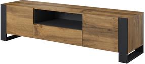 TV staliukas Cama Meble Wood, ąžuolo sp./juoda sp./pilka sp., 180 cm x 44 cm x 48 cm