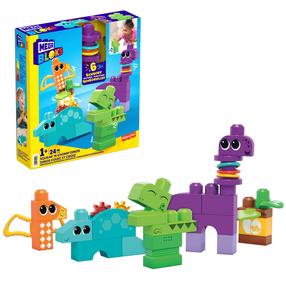 Klucīši Mattel Mega Bloks Squeak N Chomp Dino HKN43, 24 gab.