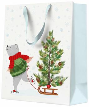 Dovanų maišelis Bear, 20 cm x 25 cm, balta sp.