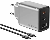 Telefono įkroviklis EcoFlow Rapid GaN, USB Type A/2 x USB Type C, 9.12 cm, sidabro sp., 65 W