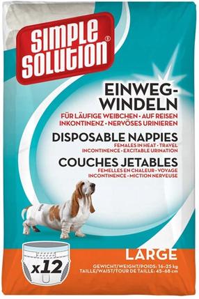Sauskelnės šunims Simple Solution Disposable, L, 12 vnt. balta sp.