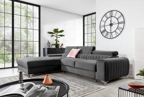 Kampinė sofa Grayson Nube 4, pilka sp., kairinė, 205 x 278 cm x 92 cm