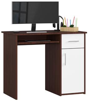 Rašomasis stalas su spintele Akord Pin, 90 cm x 50 cm, 74 cm, ruda sp./balta sp.