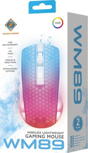 Belaidė žaidimų pelė Deltaco WM89 (GAM-145-W), 2.4ghz / usb, balta sp.