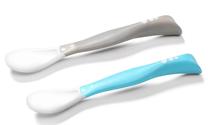 Šaukštelis BabyOno Flexible Spoons, 6+ mėn., plastikas/silikonas, mėlyna sp./pilka sp.