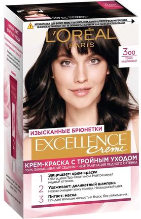 Matu krāsa L’Oréal Paris Excellence Creme, tumši brūna krās., 3.00, 176 ml