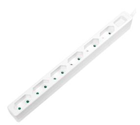 Buitinis ilgintuvas Logilink Slim LPS231, 2 x 1 mm², 1.5 m, IP20, 6 lizdų, balta sp.