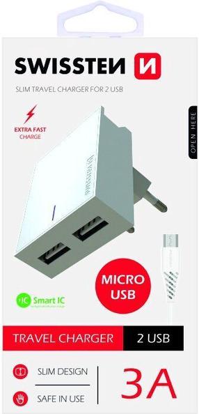 Telefona lādētājs Swissten, USB/AC/DC