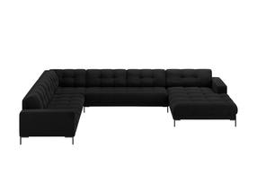 Kampinė sofa Micadoni Mamaia Velvet, juoda sp., kairinė, 327 x 256 cm x 75 cm