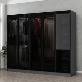 Шкаф Kalune Design Kale 6091, антрацитовый цв./черный цв., 52 см x 225 см x 210 см