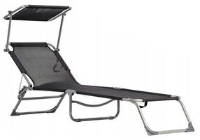 Kahjustatud pakendiga toode. Õue lamamistool ModernHome, must v., 178 cm x 57 cm x 58 cm