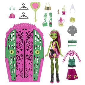 Lelle ar aksesuāriem Mattel Monster High Skulltimate Secrets Garden Mysteries Venus HYT72, 29 cm, zaļa krās.