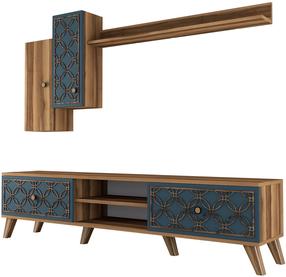 Sekcija Kalune Design Class S 845HCT3013, mėlyna sp./riešuto sp., 35 cm x 180 cm x 44 cm