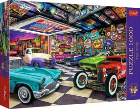 Puzle Trefl Tea Time Car Collectors Garage 10845, 48 cm x 68 cm, 1000 gab., daudzkrāsaina
