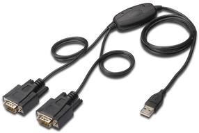 Adapteris Digitus USB to RS232 x2 USB, RS-232 male, 1.5 m, juoda sp.