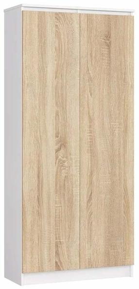 Biuro spinta Akord Furniture Factory R80 2D 8P CLP, balta sp./sonoma ąžuolo sp., 180 cm x 80 cm x 35 cm