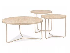 Kavos staliukų komplektas Demeter, smėlio sp./kašmyro sp., 50 - 80 cm x 80 cm x 40 - 50 cm, 3 vnt.