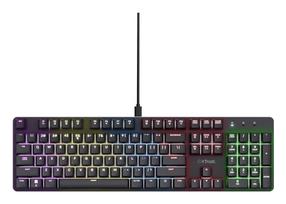 Vadu spēļu tastatūra Trust GXT 871 ZORA Huano, Angļu (US), melns krās.