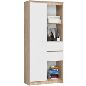 Biuro spinta Akord R15, balta sp./sonoma ąžuolo sp., 180 cm x 80 cm x 35 cm