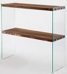 Konsolinis staliukas Kalune Design Venedik, riešuto sp./skaidri sp., 30 cm x 90 cm x 80 cm
