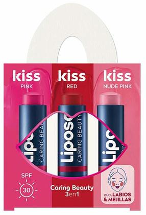 Lūpų balzamas, rinkinys Liposan Kiss, raudona sp., rožinė sp.