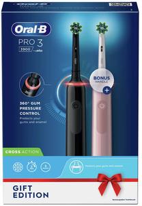 Elektrinis dantų šepetėlis Braun Pro 3 3900 Duo Pack, juoda sp./rožinė sp.