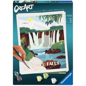 Glezna pēc numuriem Ravensburger CreArt Iguazu Falls, brūna krās./zaļa krās./gaiši zila krās.