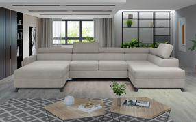 Kampinė sofa Josette Paros 02, šviesiai ruda sp., dešininė, 200 x 370 cm x 98 cm