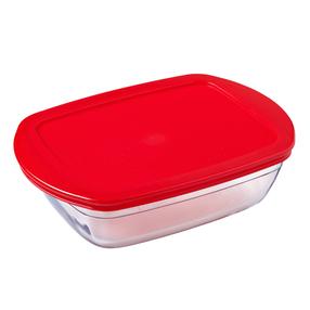 Kepimo forma su dangčiu Ocuisine, skaidri sp./raudona sp., 28 cm x 20 cm, 2.7 l