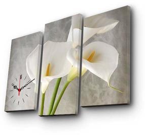 Laikrodis - paveikslas Wallity Canvas 3PATCS-18, balta sp./pilka sp./smėlio sp., 39 cm x 20 cm