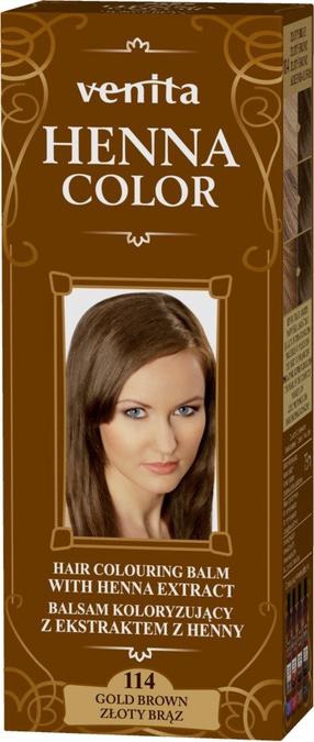 Tonuojantis kondicionierius Venita Henna Color Balm, auksinė ruda sp., 114, 75 ml