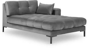 Sofa Micadoni Home Mamaia Velvet Chaise Longue Right, juoda sp./pilka sp., dešininė, 185 x 102 cm x 75 cm