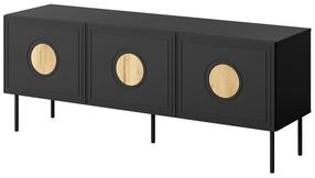 TV staliukas Cama Meble Palazzo, ąžuolo sp./juoda sp., 42 cm x 150 cm x 60 cm