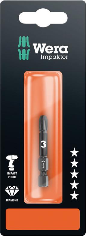 Биты для ударной отвертки Wera 855/4 IMP DC Impaktor, PZ3, 50 мм, 1/4"