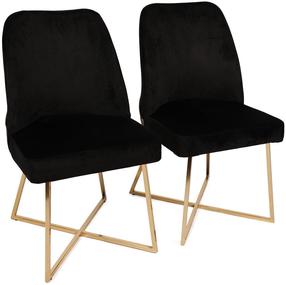 Kėdžių rinkinys Kalune Design Madrid 133 974NMB1202, blizgi, aukso sp./juoda sp., 49 cm x 50 cm x 90 cm, 2 vnt.