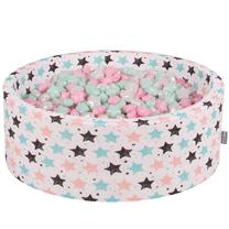 Baseinas su kamuoliukais KiddyMoon Stars, ⌀ 90 cm, 300 vnt, mėtinė (mint) sp. šviesiai rožinė sp.