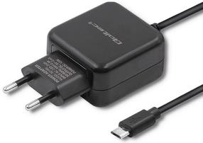 Telefono įkroviklis Qoltec 50196, Micro USB/Europlug, juoda sp., 12 W