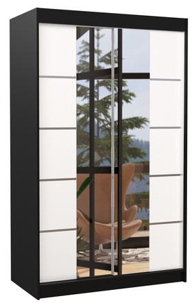 Шкаф ADRK Genua 120, прозрачный цв./белый цв./черный цв., 58 см x 120 см x 200 см, с зеркалом