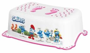 Pakāpiena soliņš Maltex Smurfs, balta krās./rozā krās., 14.5 cm x 42.5 cm x 28.5 cm