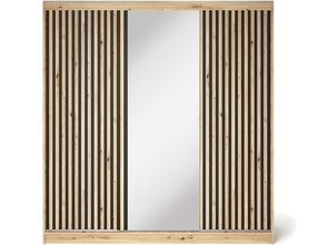 Skapis Emerio III, ozola krās., 180 cm x 60 cm x 204 cm, ar spoguli