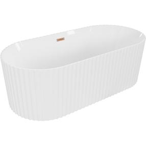 Vonia su sienele, laisvai pastatoma Mexen Paola, 150 cm x 75 cm x 58 cm, ovalas, balta sp./vario sp.