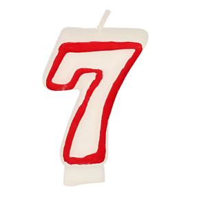 Dzimšanas dienas svece Papstar Number 7, balta krās./sarkana krās.