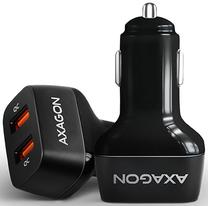 Auto telefona lādētājs Axagon PWC-DQC, 2 x USB, 6.8 cm, melna krās./oranža krās./pelēka krās.