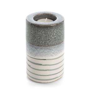 Svečturis Viki 01, keramikas māls, Ø 9 cm, 13 cm, balta krās./pelēka krās.