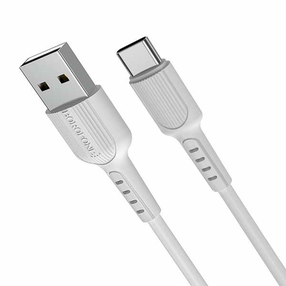Vads Borofone X16, USB/USB-C, balta krās.