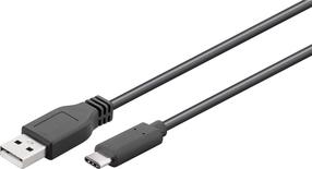 Vads Goobay USB A male, USB Type-C male, 1 m, melna krās.