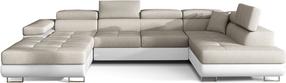 Kampinė sofa Rodrigo Dora 21, Soft 17, balta sp./smėlio sp., dešininė, 202 x 345 cm x 90 cm